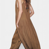 Combinaison Plissée Longue Lucy avec Silhouette Décontractée