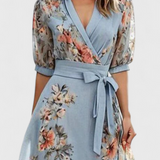 Robe Midi Fleurie Arlet avec Décolleté en V et Silhouette Féminine