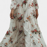 Robe Maxi Amanda Florale avec Décolleté en V et Manches Longues