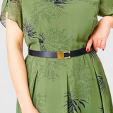 Robe Midi en Chiffon Vert Lupita avec Coupe A-Line