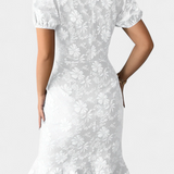 Robe Midi Ajustée Champel avec Manches Bouffantes