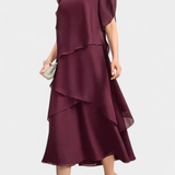 Robe Asymétrique en Chiffon Cornelia avec Silhouette Fluide