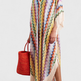 Kaftan Imelda en Crochet avec Franges Décoratives et Coupe Lâche