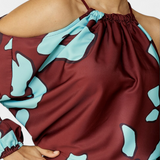 Robe Longue à Manches Ouvertes et Imprimé Abstrait