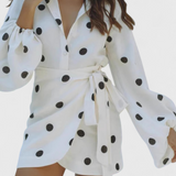 Robe Romara Mini Spot avec Manches Longues et Taille Ajustée