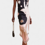 Robe Rosenda avec Dos Ouvert et Imprimé Abstrait