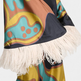 Robe Maxi Rétro Kiara avec Franges en Plumes