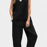Ensemble de Gilet Sans Manches et Pantalon Leona en Lin de Coton