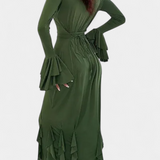 Robe Longue Calissa avec Volants et Manches Évasées