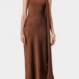 Robe Longue Asymétrique Robina en Bronze