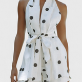 Ensemble Top Halter et Shorts Eshra à Pois