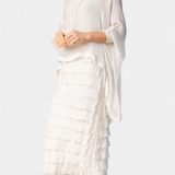 Robe Midi Rosaria avec Volants et Bords Effilochés