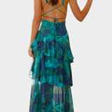 Robe Domenica en Chiffon avec Décolleté en V et Volants Fluides