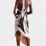 Robe Rosenda avec Dos Ouvert et Imprimé Abstrait