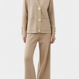 Ensemble Aireen en Tricot avec Cardigan et Pantalons à Jambes Larges