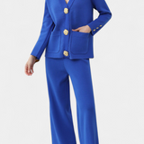 Ensemble Aireen en Tricot avec Cardigan et Pantalons à Jambes Larges