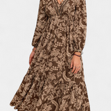 Robe Maxi Lunetta avec Imprimé Floral et Manches Bouffantes