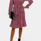 Robe Midi Plissée avec Imprimé Léopard Evabeth