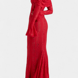 Robe Maxi en Dentelle Rosalie avec Épaules Dénudées