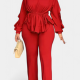 Ensemble Charmed de 2 Pièces avec Volants et Cordon Ajustable