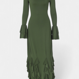 Robe Longue Calissa avec Volants et Manches Évasées