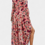 Robe Maxi Florale Keti avec Manches Longues et Délicates Volants