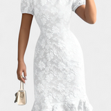 Robe Midi Ajustée Champel avec Manches Bouffantes