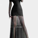 Robe Cornella Maxi Sans Bretelles avec Plis Sculpturaux