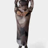 Robe Longue Ashlyn avec Imprimé Dégradé et Décolleté en V