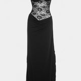 Robe Maxi en Dentelle Asymétrique Castanza