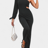 Mono Asymétrique Sahar avec Découpe et Manches Longues Liées