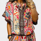 Ensemble Hallie Boho avec Pantalons Amples et Blouse à Franges