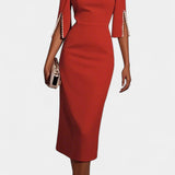 Robe Midi Reece avec Perles et Col Rond