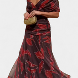 Robe Longue Alondra avec Imprimé Floral Fantaisie et Décolleté en V