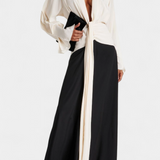 Robe de Soirée Maxi Slyune avec Décolleté en V et Contraste