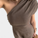 Robe Élégante Magnolia à Une Épaule et Fronces