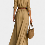 Robe Maxi Souline avec Col et Manches Longues