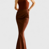 Robe Maxi Mafalda avec Style de Top à Bretelles et Silhouette Ajustée