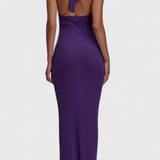 Robe Longue Tricot Trinity avec Col Halter et Dos Nu