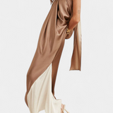 Robe Maxi Irregulière en Blocs de Couleur Rebecca avec Dos Nu