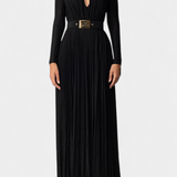 Robe Longue Plissée Raisa avec Décolleté en V Profond