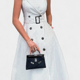 Robe Midi à Rayures Diana avec Ceinture Nouée