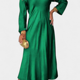 Robe Riva Fluide avec Décolleté en V et Manches Longues