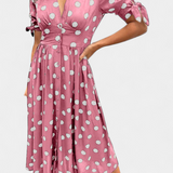 Robe Midi à Pois Lizzie avec Décolleté en V Profond