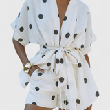 Ensemble Avila Kimono avec Nœud et Shorts à Pois
