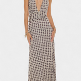Robe Maxi à Pois Melody avec Col Halter et Taille Froncée