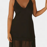 Robe Sheer Ersilien avec Superposition Semi-Transparente et Doublure Ajustée