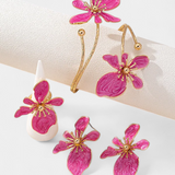 Ensemble d'Accessoires Floraux : Bracelet + Boucles d'Oreilles + Bagues