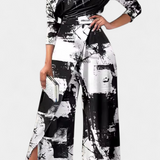 Mono Brina Tie Dye Long avec Design Off-Shoulder et Jambes Amples avec Fente