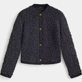 Cardigan Texturé en Velours Court Chenda